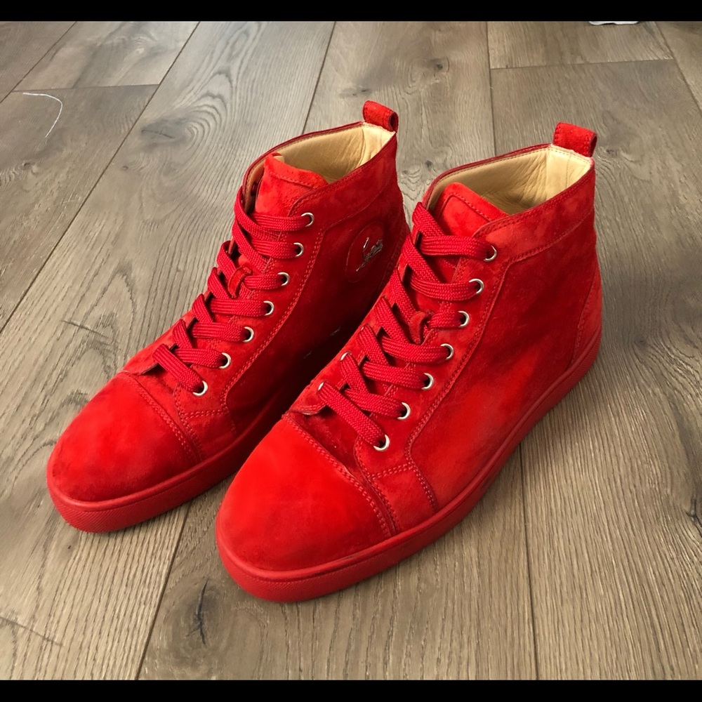 ❤️SOLD❤️ Christian Louboutin red laced high tops